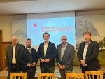 RSG-Präsentation in Aigen: ÖGK-Vorsitzender Josef Harb, Klubobmann Marco Triller, LR Karlheinz Kornhäusl, Michael Koren (Geschäftsführer Gesundheitsfonds) und Wolfgang Habacher (EPIG-Gesundheitsplanungsinstitut) (v.l.) © Land Steiermark; Verwendung bei Quellenangabe honorarfrei RSG-Präsentation in Aigen: ÖGK-Vorsitzender Josef Harb, Klubobmann Marco Triller, LR Karlheinz Kornhäusl, Michael Koren (Geschäftsführer Gesundheitsfonds) und Wolfgang Habacher (EPIG-Gesundheitsplanungsinstitut) (v.l.) © Land Steiermark; Verwendung bei Quellenangabe honorarfrei