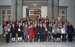 Landeshauptmann Waltraud Klasnic, Hans Stolz (links neben LH Klasnic), Univ.-Prof. Dr. Wolfgang Suppan und Prof. Philipp Fruhmann (rechts neben LH Klasnic ) bei der Verleihung der Steirischen Panther 2003 in der Grazer Burg. Foto: Fischer  