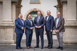 Dietmar Bayer (Vizepräsident Ärztekammer Steiermark), Klubobmann Marco Triller, Gesundheitslandesrat Karlheinz Kornhäusl, Gerhard Stark (Vorstandsvorsitzender KAGes), Michael Koren (Geschäftsführer Gesundheitsfonds Steiermark) (v.l.) © Land Steiermark/Streibl; bei Quellenangabe honorarfrei